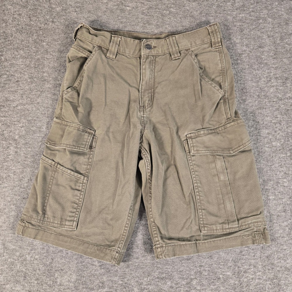Carhartt Cargo Shorts Mens 28 Green Relaxed Fit Canvas Workwear 103542 217